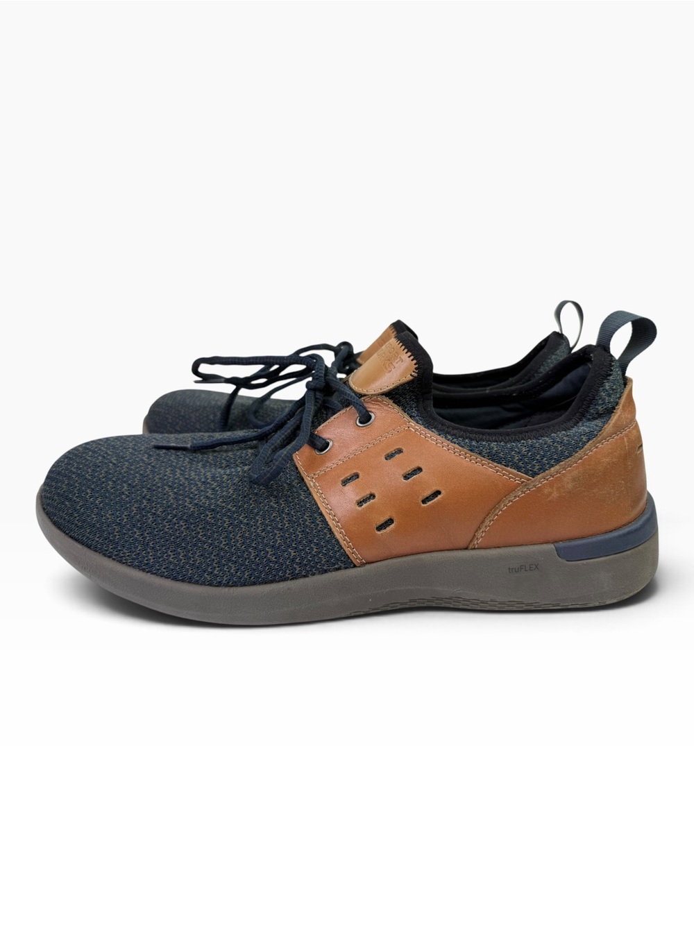 Rockport Works truFLEX Shoes RK4691 Navy Blue Brown Leather Lace Up Men’s 10.5 W